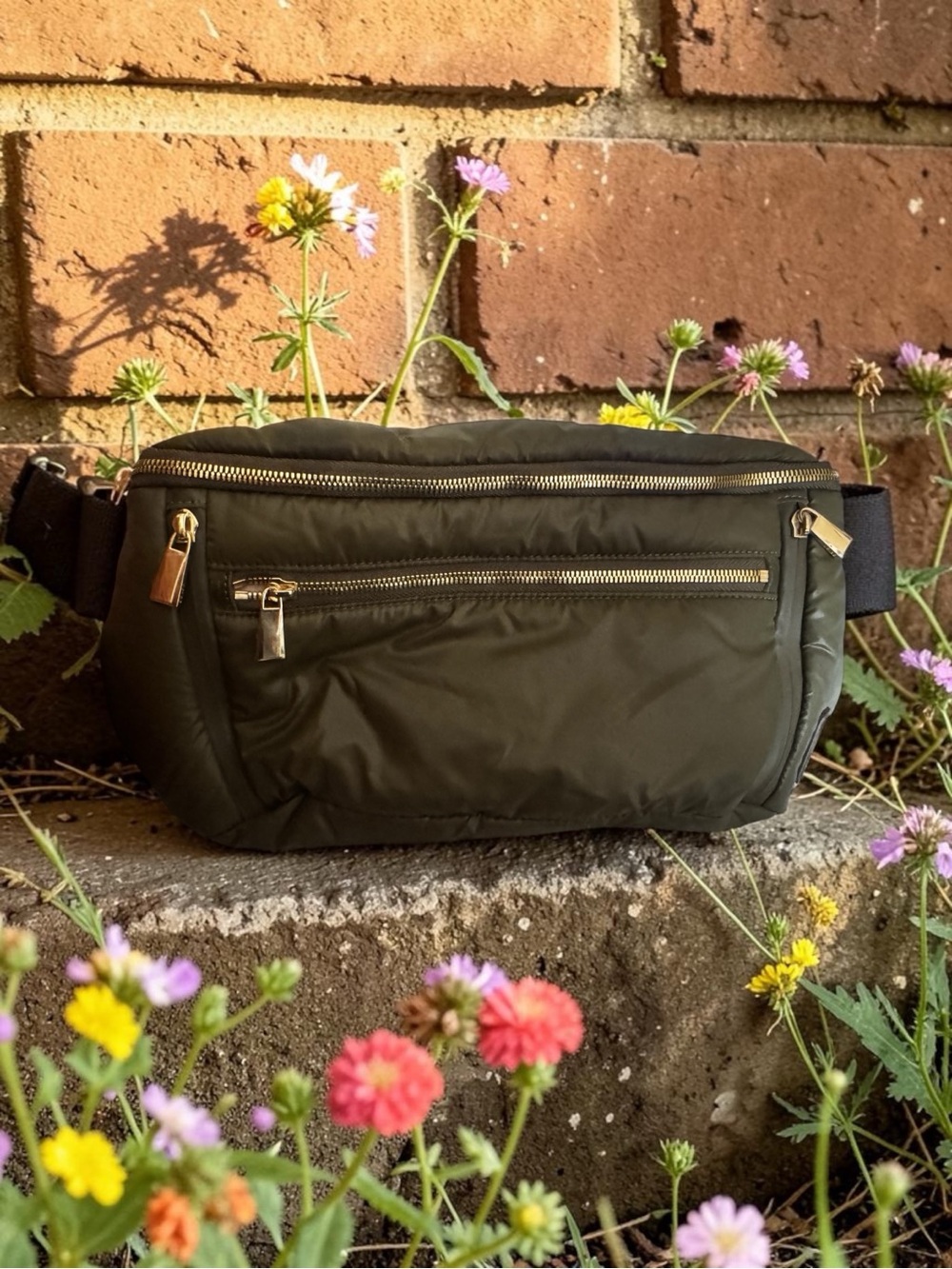Caraa sling Unisex Olive Green Quilted Waist Bag